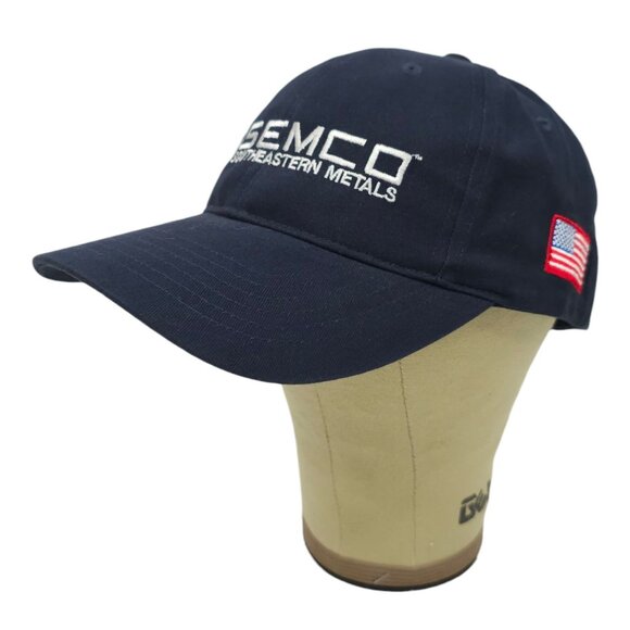 SEMCO American Flag Strapback Cap Trucker Baseball Embroidered Logo Blue Hat - Picture 2 of 14